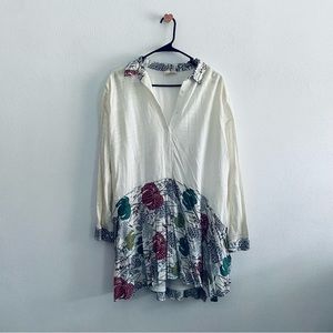 Entro printed white button down blouse